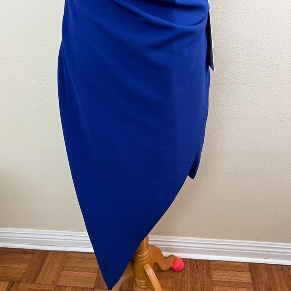 Emerald Sundae Womens Juniors Large V-Neck Sheath Asymmetrical Dress Royal Blue - Picture 4 of 8